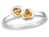 2/5 Carat (ctw) Citrine Twin Heart Ring in Sterling Silver